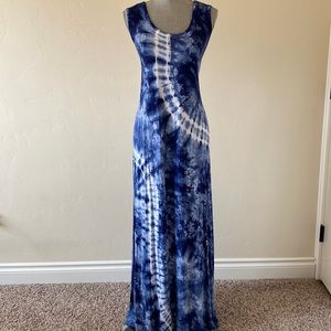 Style & Co Maxi Blue TyeDye Sleeveless Dress